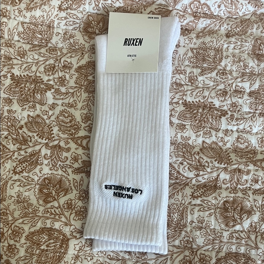 Ruxen LA White Crew Socks